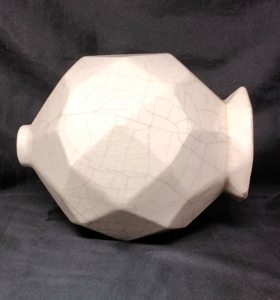 Multifaceted Art Deco Cracked Ball Vase-photo-4