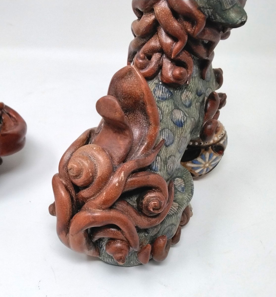 Pair Of Porcelain Fô Dogs Viet Nam Indochina-photo-5