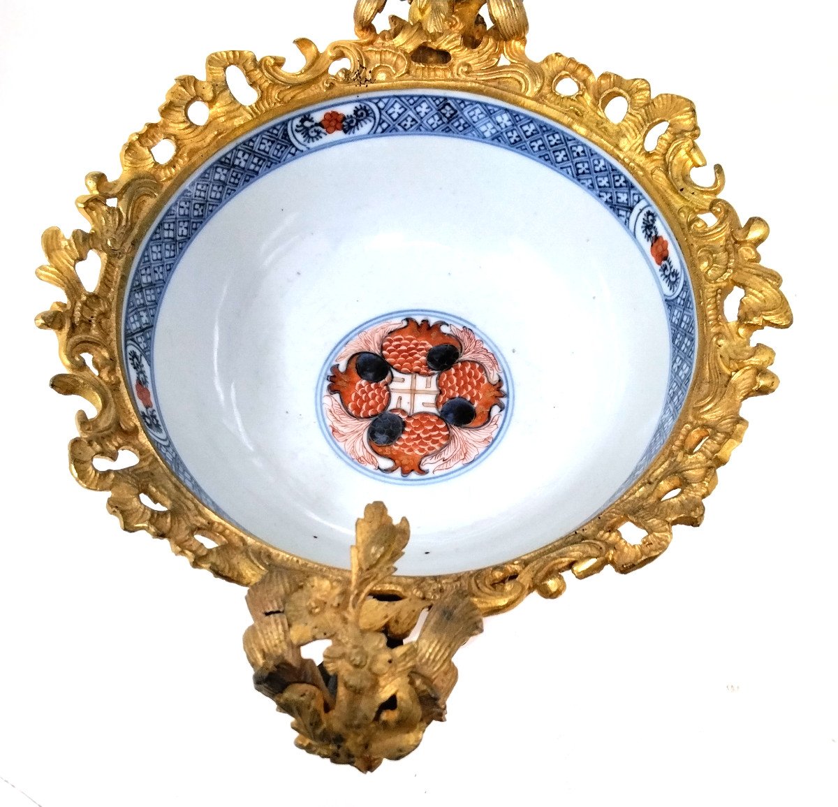 Arita Porcelain Cup Japan 19th Century Louis XV Gilt Bronze Frame-photo-1