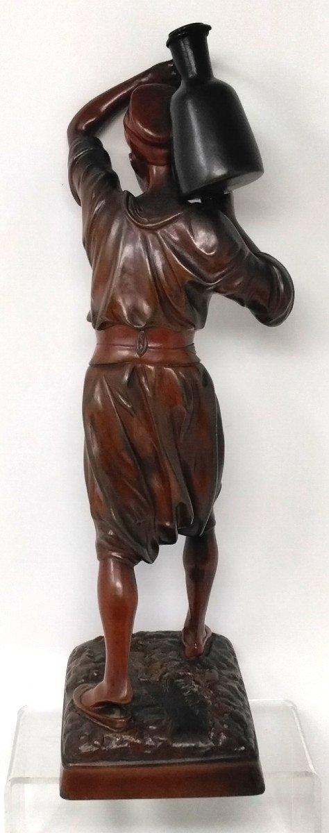 Orientalist Bronze Water Carrier From Hiolin "aguador" -photo-3