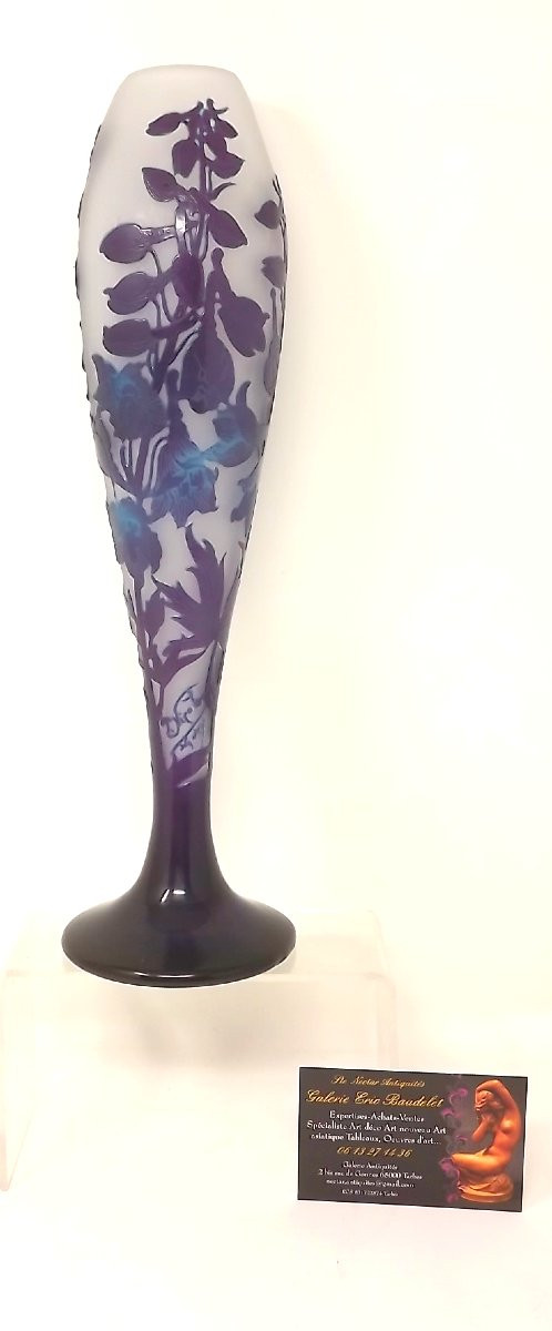 Paul Nicolas Nancy Baluster Vase With Delphiniums Or Larkspurs-photo-2