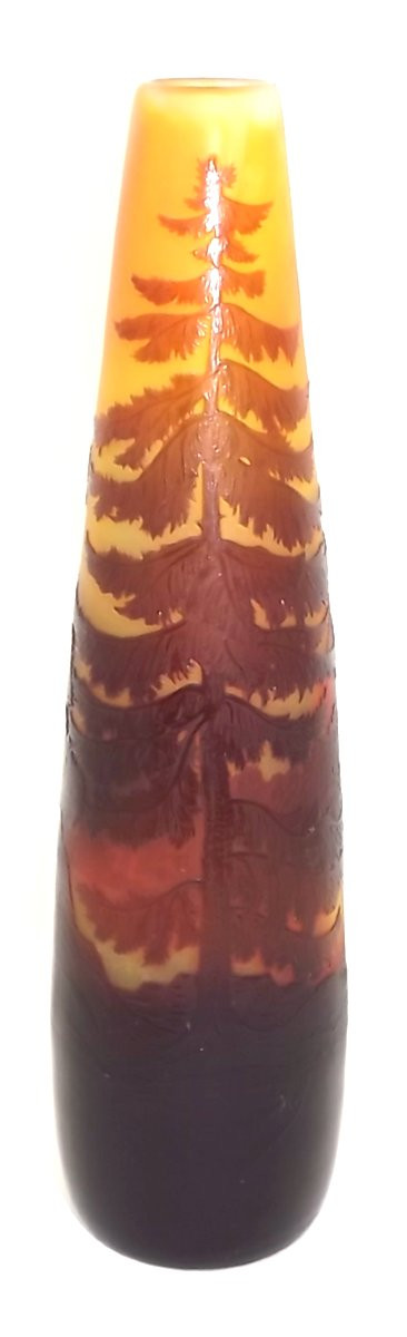Spindle Vase By Paul Nicolas Nancy (d'argental) Vosges Lake Landscape-photo-2