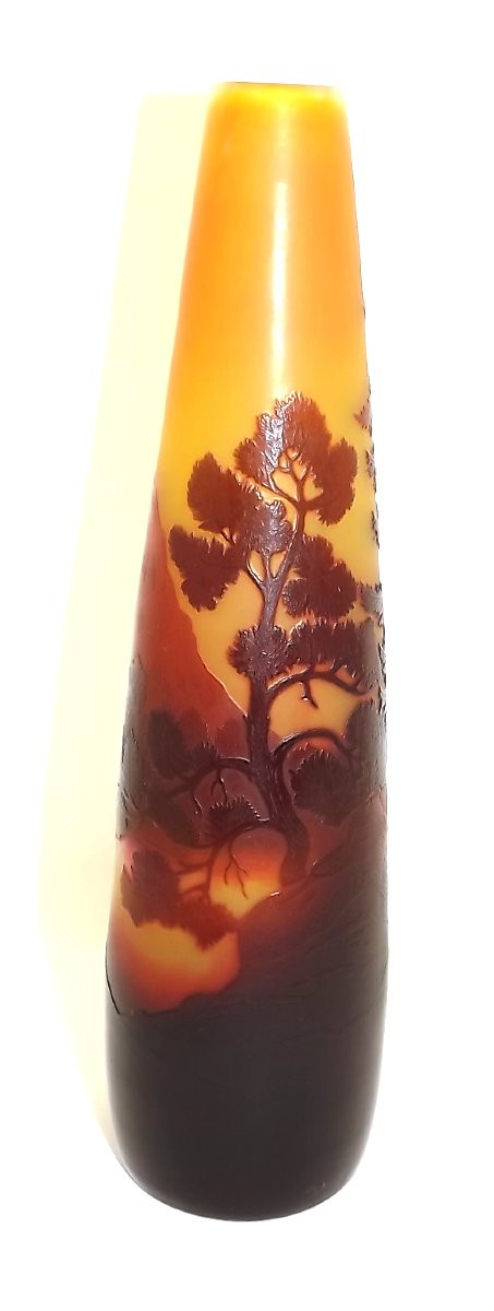 Spindle Vase By Paul Nicolas Nancy (d'argental) Vosges Lake Landscape-photo-3