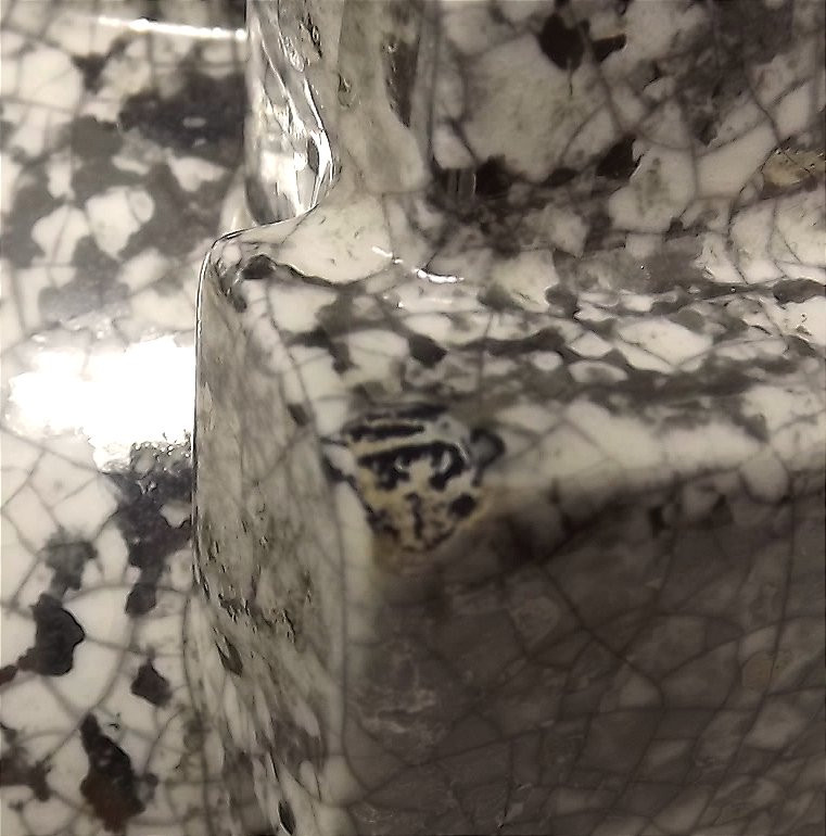 Cracked Ceramic Vase Enhanced With Platinum By Berlot-mussier (vierzon France) Art Deco -photo-1