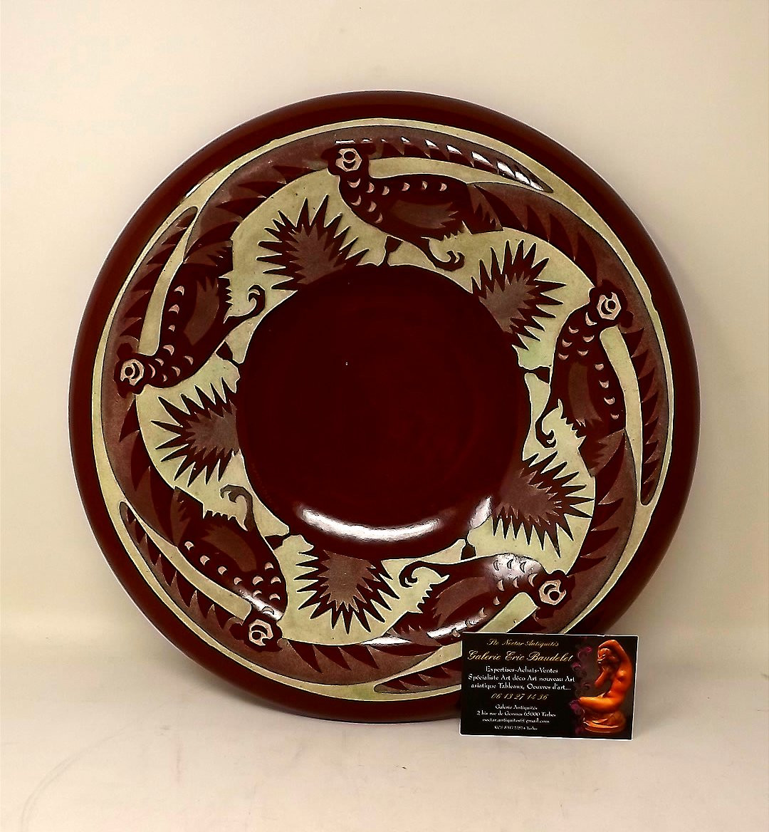 Ceramic Cup By Roger Mequinion Art Deco Decor Of Pheasants-photo-2