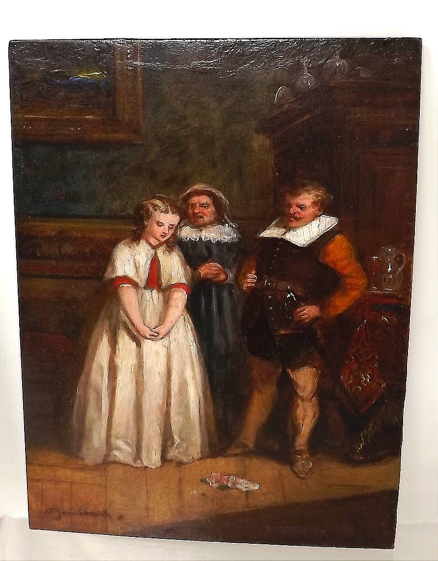 deux scènes de genre tableaux huile sur panneau signés Martin Domicent-photo-3