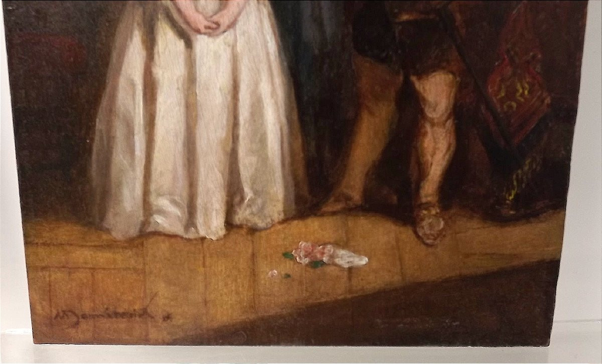 deux scènes de genre tableaux huile sur panneau signés Martin Domicent-photo-1
