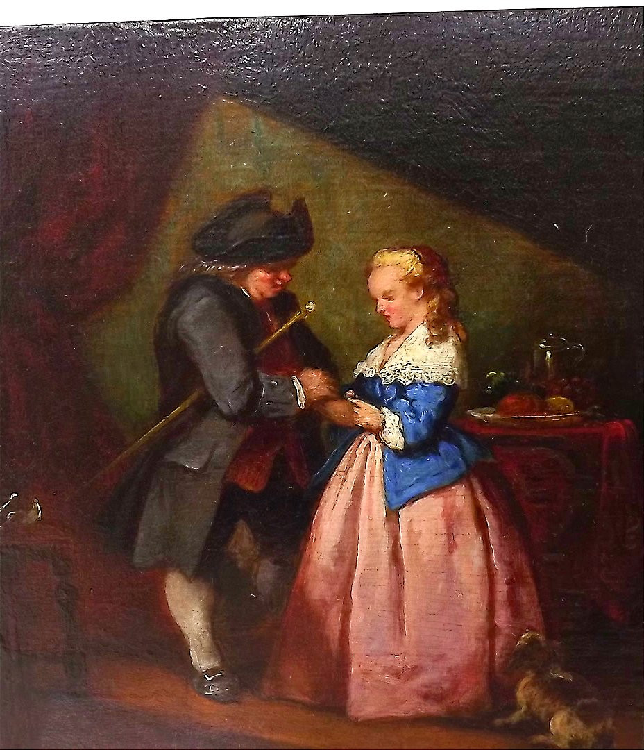 deux scènes de genre tableaux huile sur panneau signés Martin Domicent-photo-3