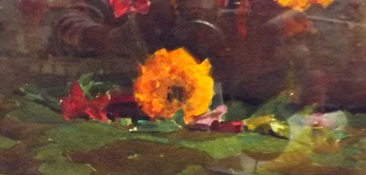 aquarelle de Casimir Raymond bouquet de zinnias-photo-2
