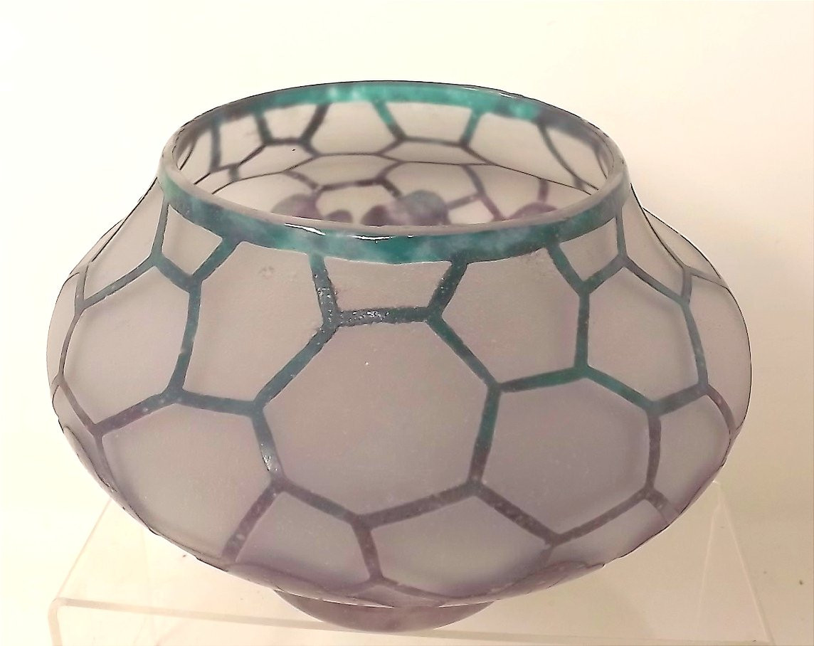 coupe Alvéoles art déco du Verre Français Charles Schneider  vers 1920-photo-2