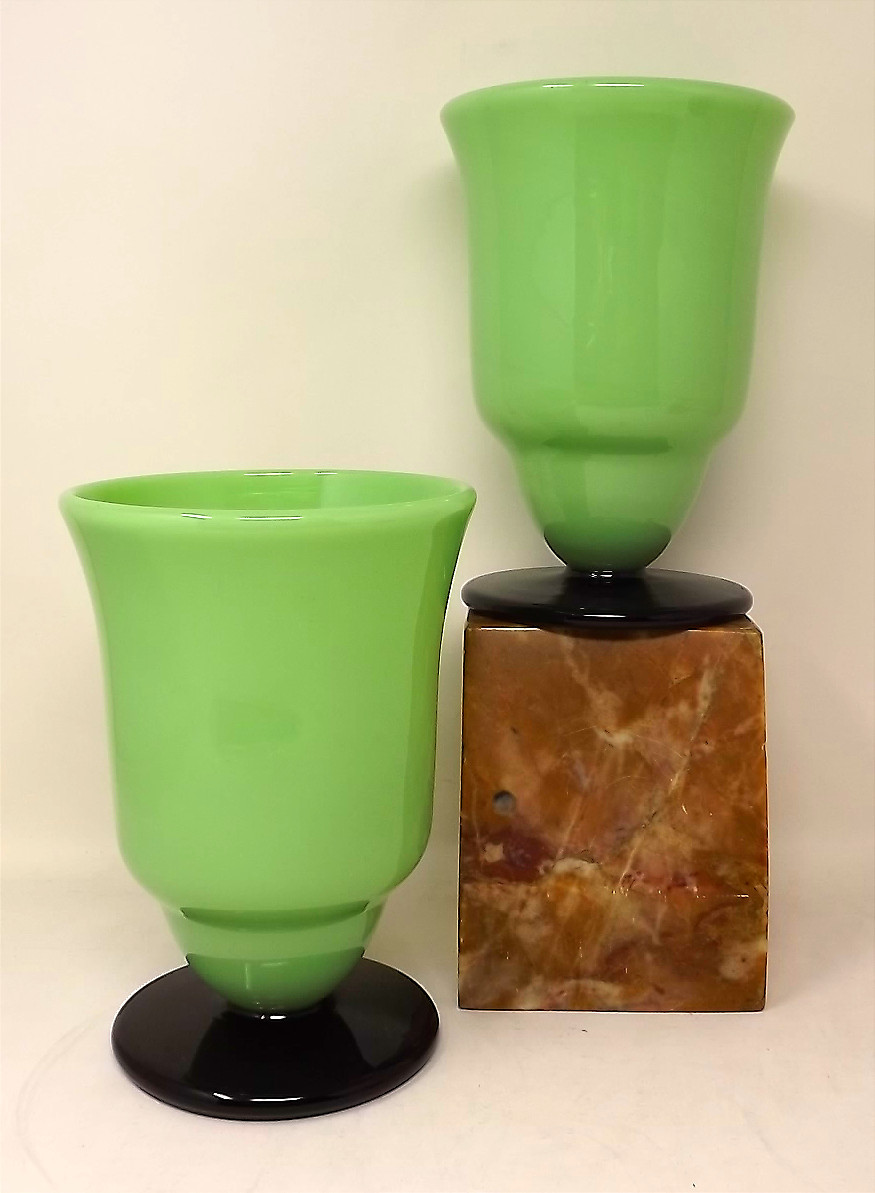 Pair Of Daum Vases ‡ Nancy France "vivid Hues" Series 1919-1922