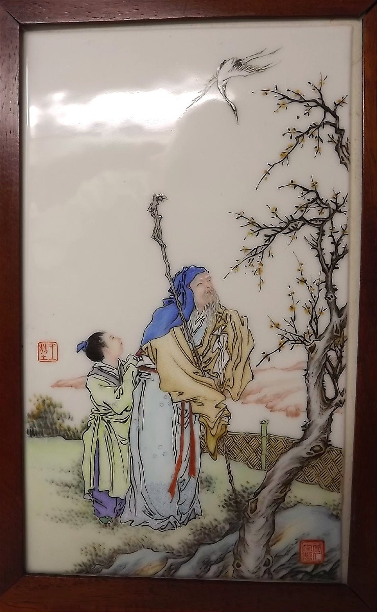 Pair Of Early 20th-century Chinese Porcelain Plaques-photo-2