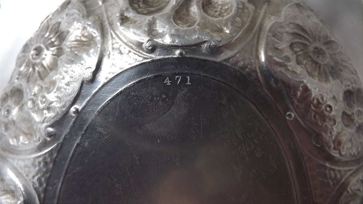 Corbeille en argent anglais décor de pampres, fleurs et fruits EDOUARD BARNARD & SONS-photo-4