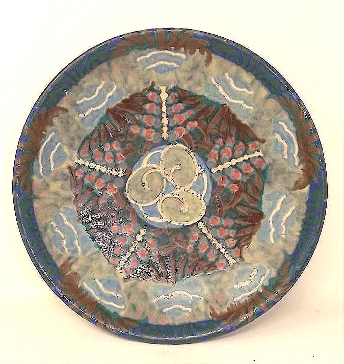 Art Deco Fruit Bowl Featuring The Pope's Coins, Made Of Revernay Ceramic