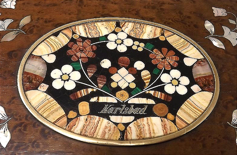coffret marqueterie bois précieux et pierres dures de Karlsbad circa 1870-photo-4