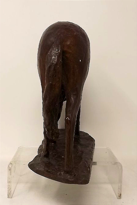 Bronze animalier sculpture d'un cheval de travail paissant de Hermann Hubacher Suisse-photo-4