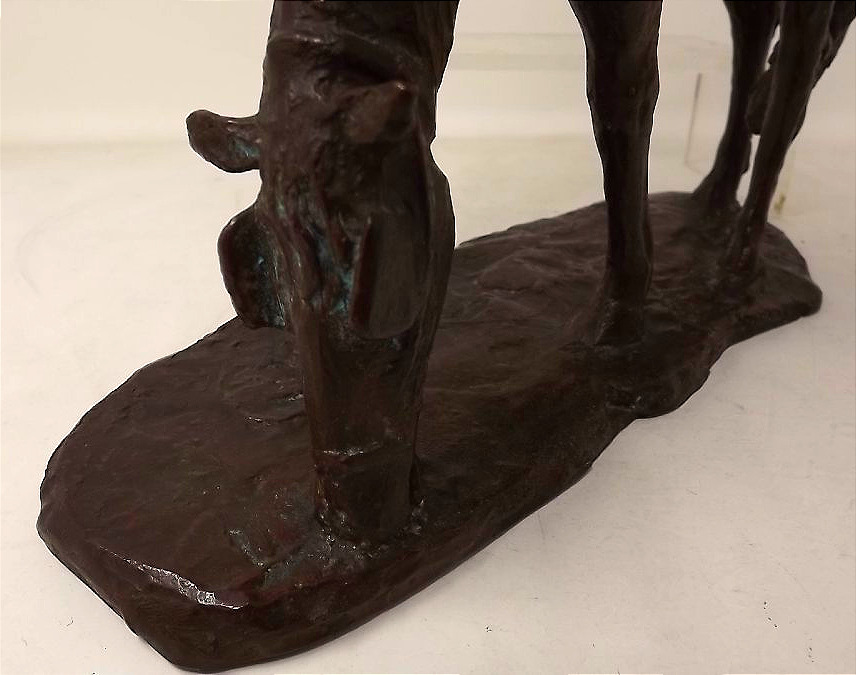Bronze animalier sculpture d'un cheval de travail paissant de Hermann Hubacher Suisse-photo-2