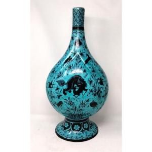 Safavid Persian Style Ceramic Bottle Vase From Samson Paris