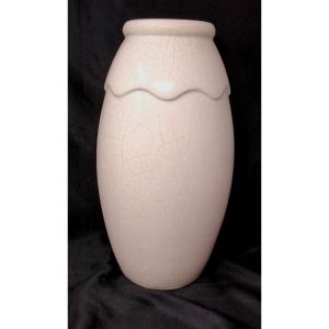 Large Art Deco Cracked Ceramic Vase Attributed To Primavéra