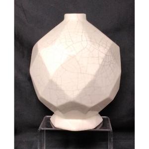 Multifaceted Art Deco Cracked Ball Vase