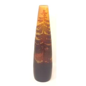 Spindle Vase By Paul Nicolas Nancy (d'argental) Vosges Lake Landscape