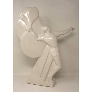 Cracked Art Deco Tennisman Ceramic From Saint Clément