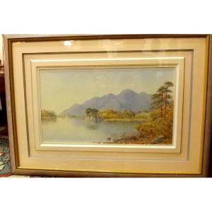 Aquarelle de William Taylor Longmire Derwentwater Lake 1877