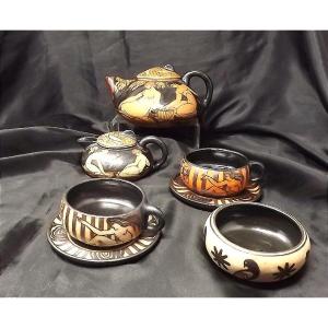 A "tête-à-tête" Stoneware Dinner Service From Ciboure, Neo-greek Period, By Etienne Vilotte
