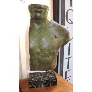 "Asclepios" de Igor Mitoraj bronze patine verte  1988