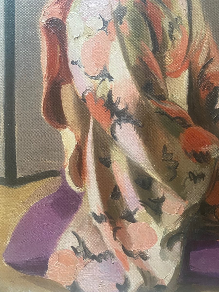 Albert Vauquelin Japanese In Kimono Oil On Canvas Japan 1930-photo-4