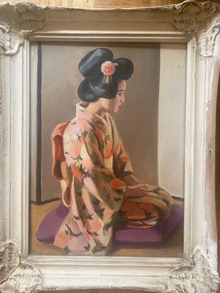 Albert Vauquelin Japanese In Kimono Oil On Canvas Japan 1930