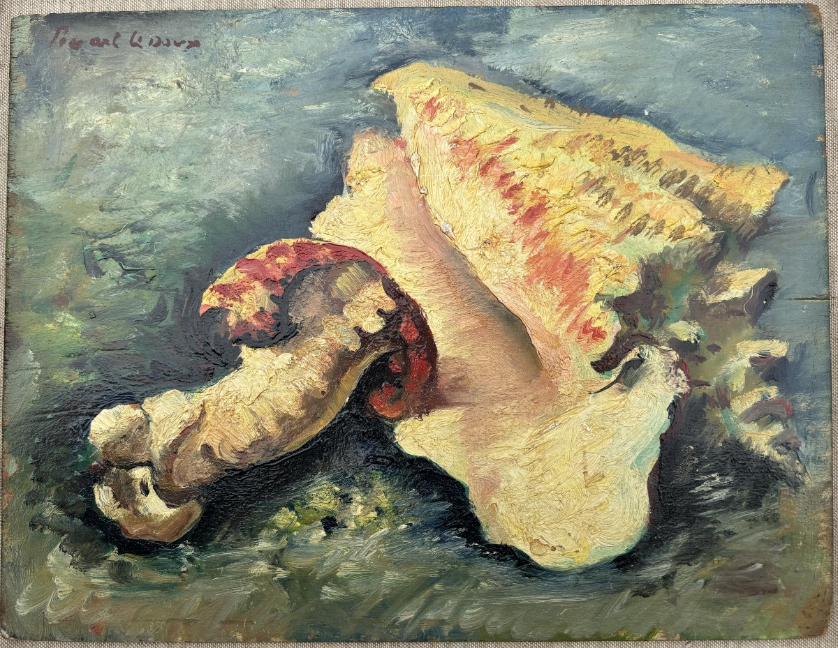 Charles Picart Le Doux Erotic Mushroom And Shell Oil On Panel 1950-photo-2