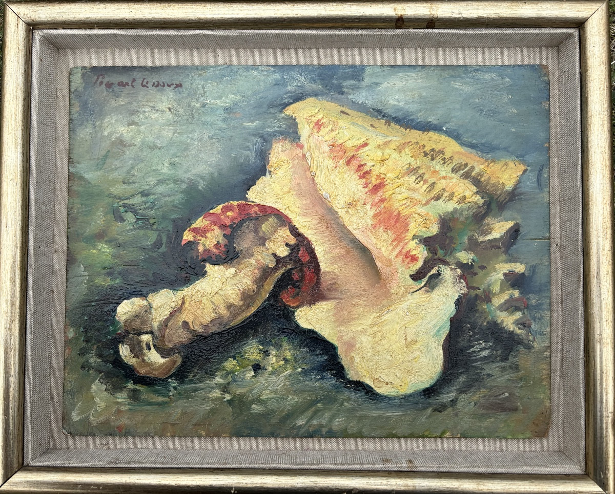Charles Picart Le Doux Erotic Mushroom And Shell Oil On Panel 1950