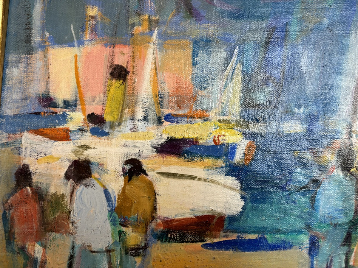 Jean Hugon The White Boat Oil On Canvas Bordeaux Arcachon Bassin Cap Ferret-photo-3