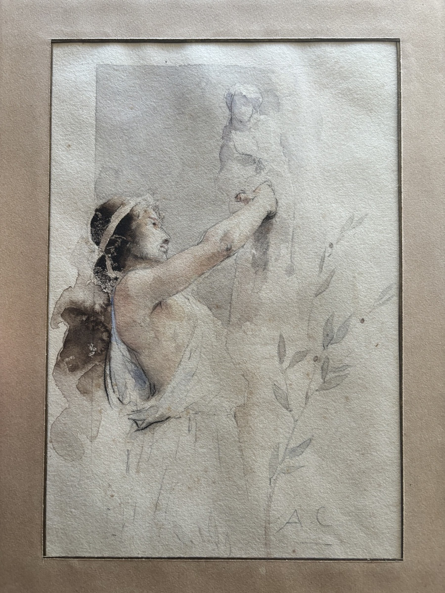 Antoine Calbet The Greek Sculptor Phidias Watercolor 