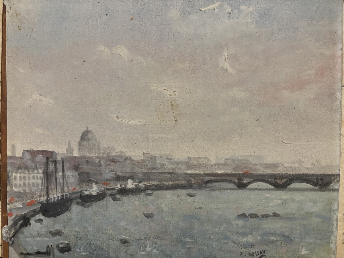Paul Lucien DESSAU Londres et la Tamise Huile sur toile  -photo-2