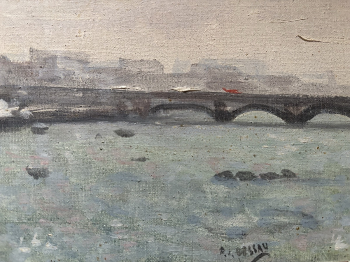 Paul Lucien DESSAU Londres et la Tamise Huile sur toile  -photo-4