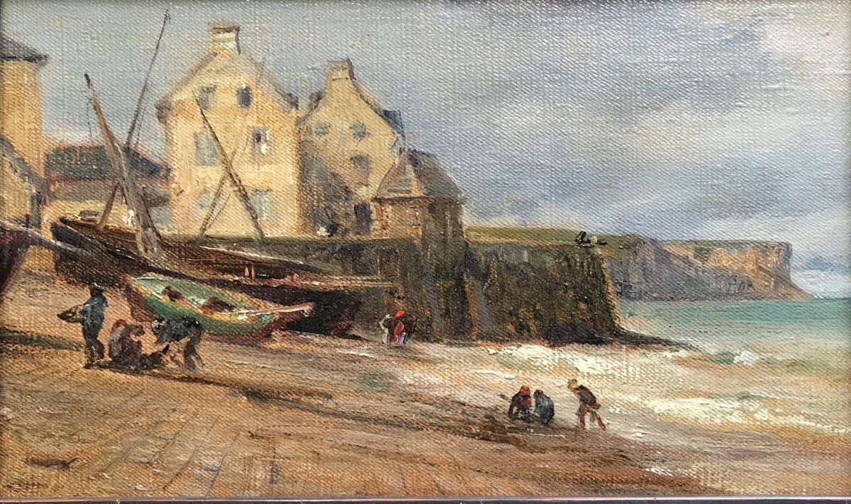 André Giroux «arromanches, Beach (normandy) », Oil On Canvas-photo-2