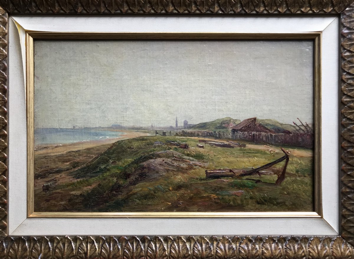 André Giroux « courseulles Sur Mer ,  Beach (normandy) » Oil / See, Landscape -photo-2