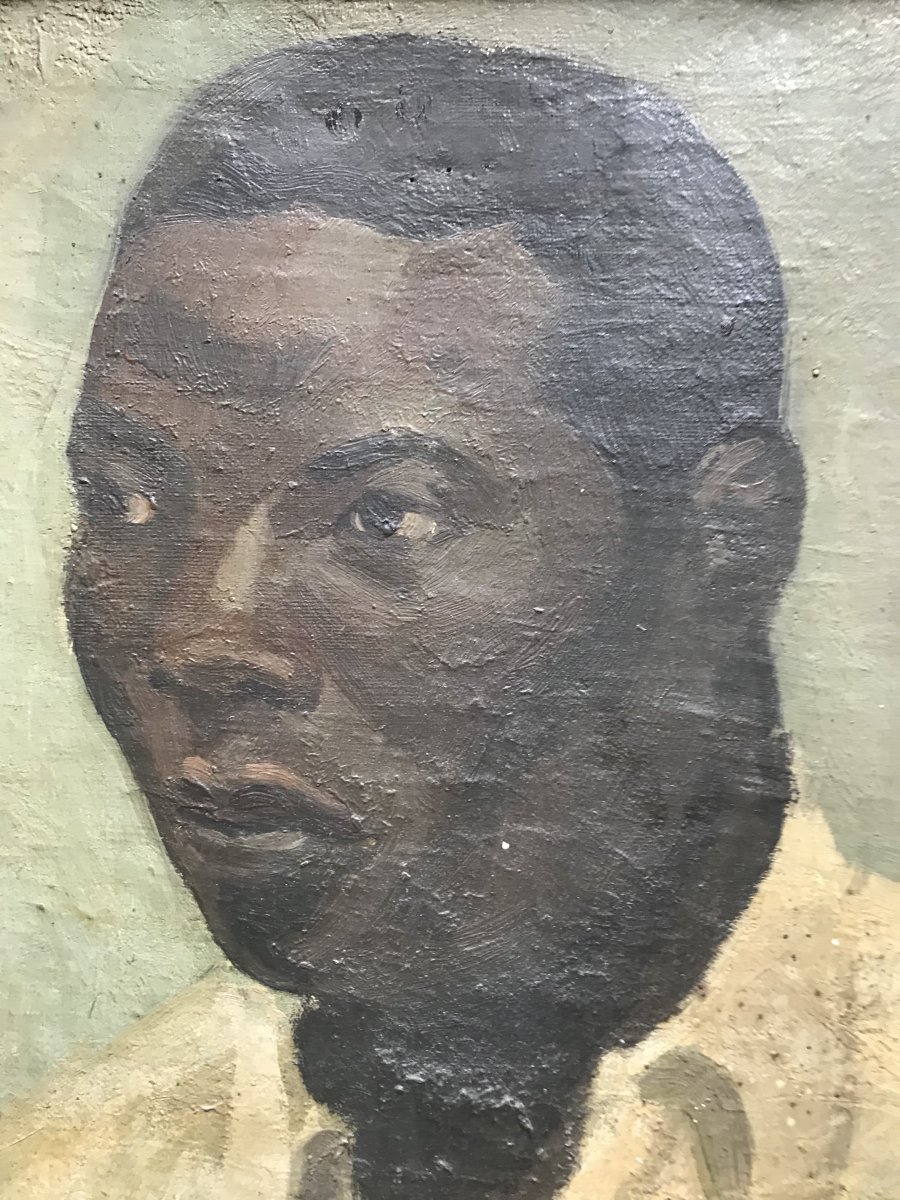 René Lecomte Portrait Of A Black Man 1937 Colonial Exhibition Oil On Canvas Africa -photo-2