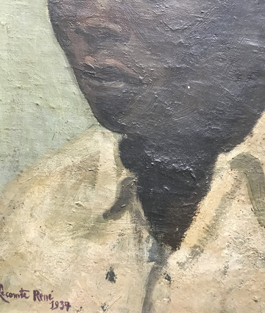 René Lecomte Portrait Of A Black Man 1937 Colonial Exhibition Oil On Canvas Africa -photo-3