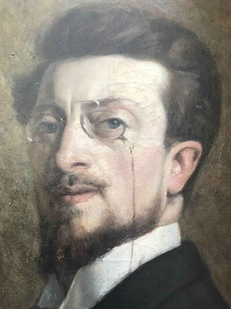 Jules Alfred HervÉ MathÉ (1868-1953) Selfportrait Oil On Canvas Around 1898-1900 Le Mans Sarthe-photo-2
