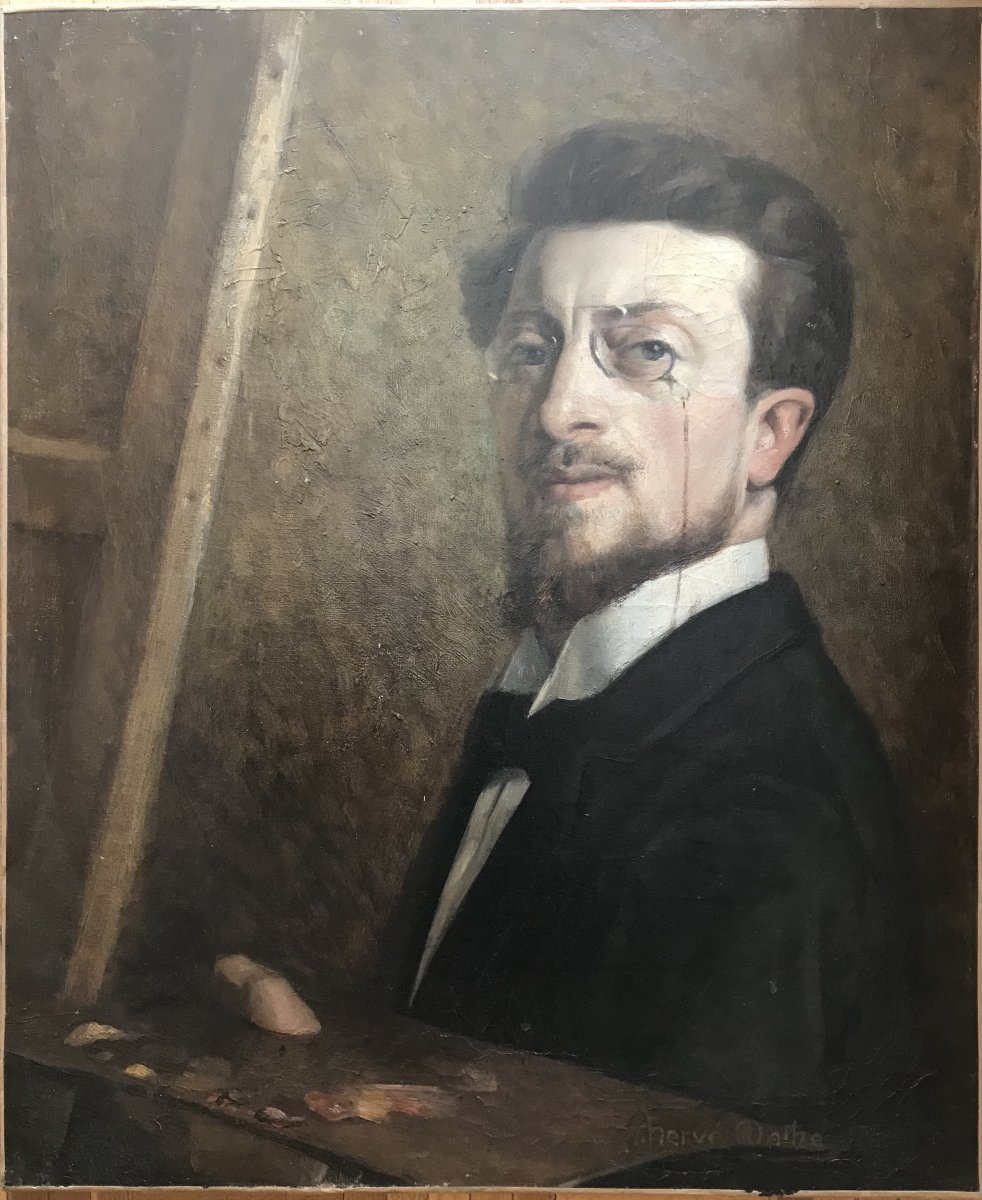 Jules Alfred HervÉ MathÉ (1868-1953) Selfportrait Oil On Canvas Around 1898-1900 Le Mans Sarthe