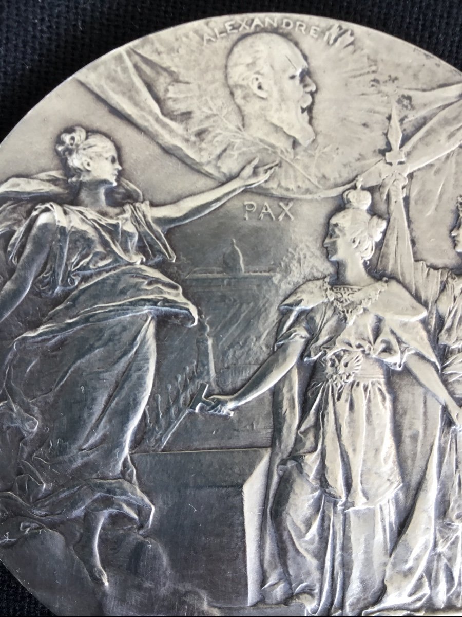 Silvered Bronze Medal Pont Alexandre III Paris Russia 1896 Daniel Dupuis - Numismatic -photo-2