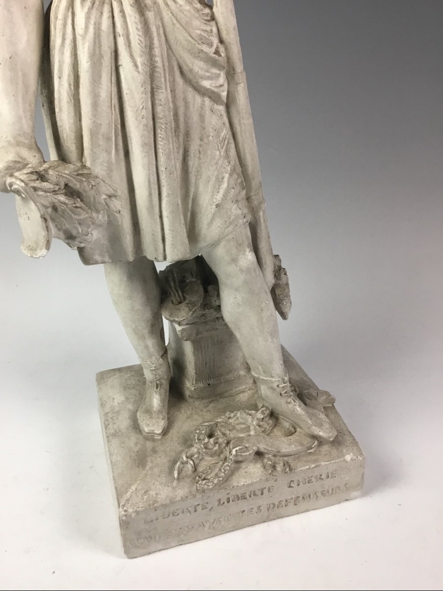 David d'Angers Plaster Sculpture Liberty Marianne With Bayonet Revolution 1830-photo-3