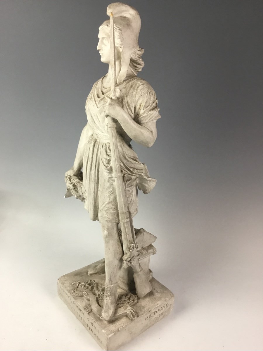 David d'Angers Plaster Sculpture Liberty Marianne With Bayonet Revolution 1830-photo-2