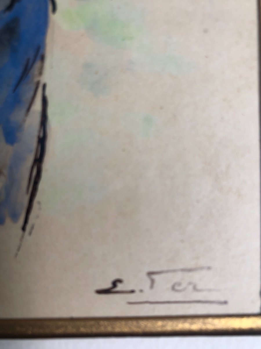 Edouard Fer Bather Watercolor 1920 Nice Neo-impressionism Cross Valtat-photo-3