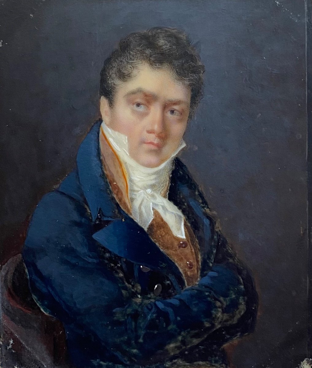 French School Around 1800 Portrait Of The Actor Talma Of The Miniature French Comedy
