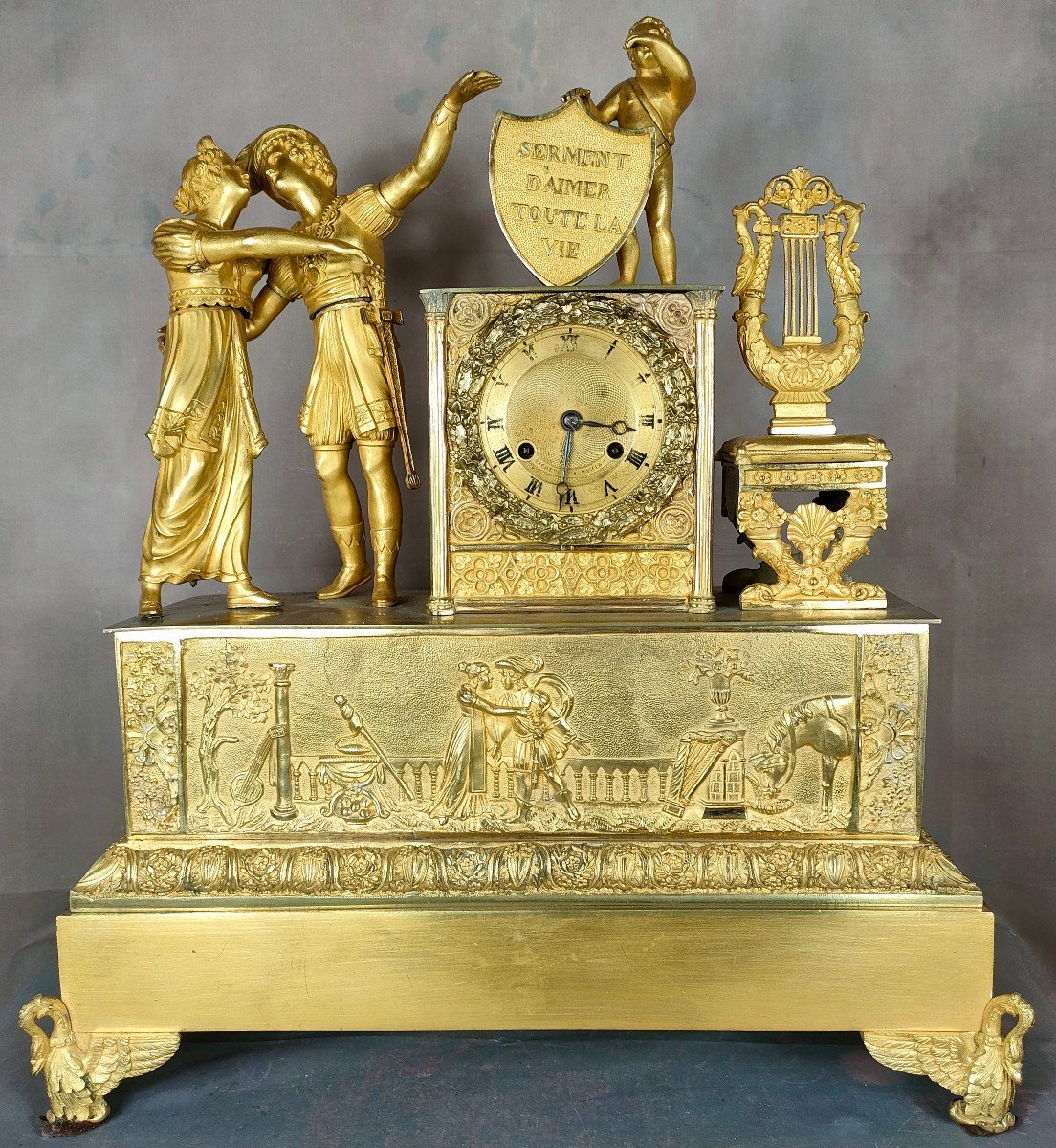 Empire Gilt Bronze Clock Of Love
