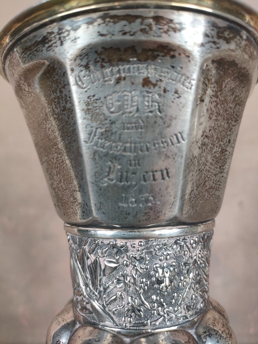 Shooting Trophy Cup Sterling Silver Switzerland Lucerne 1853 -photo-3